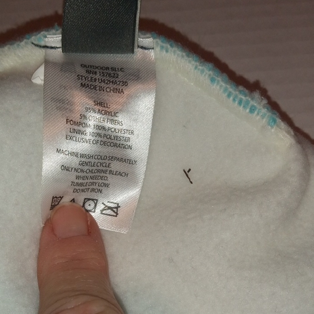 Eddie Bauer Light Blue Beanie with Gray Pom Pom - Picture 3 of 4